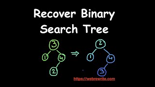 Recover Binary Search Tree  LeetCode 99  Programming Tutorials [upl. by Siuqram]