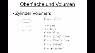 Oberfläche und Volumen Quader Kugel und Zylinder [upl. by Heinrick]