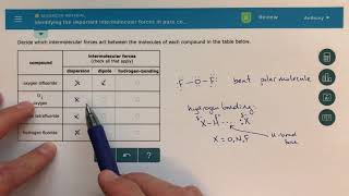 ALEKS  Identifying the Important Intermolecular Forces in Pure Compounds [upl. by Jorry]