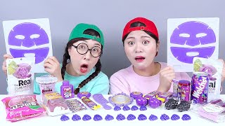 Purple Food Jelly Candy DONA Mukbang [upl. by Yro290]