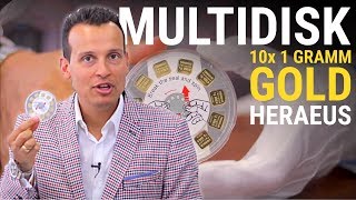 Goldbarren kaufen 🔱 10 x 1g Gold MultiDisc von Heraeus [upl. by Winny]