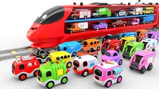 Colors for Children with Train Transporter Toy Street Vehicles [upl. by Durwood496]