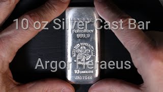 👉 10 oz Silver Cast Bar New 👍 Argor Heraeus 👍 Gold Silver Platinum Bitcoin [upl. by Eirrahs]