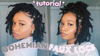 EASY BOHEMIAN FAUX LOC BOB TUTORIAL on mediumlong hair [upl. by Asenaj831]