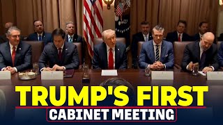 President Donald Trumps first Cabinet meeting Elon Musk DOGE USA America Federal Workers [upl. by Idel414]