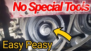 SECRET WAY How I Remove Crank Pulley bolt that Easy Part 2 video on the description fyp mechanic [upl. by Anibur947]