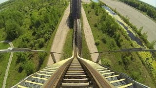 Shivering Timbers Wooden Roller Coaster POV Michigans Adventure [upl. by Harpole720]