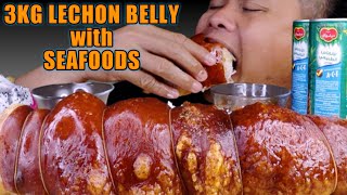 LECHON BELLY with SEAFOODS MUKBANG  PINOY FOOD MUKBANG PHILIPPINES  COLLAB TheFoodieBee [upl. by Cybil]