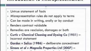 Misrepresentation Lecture 1 of 4 [upl. by Eramal911]