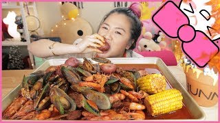 SPICY SEAFOOD BOIL  MUKBANG [upl. by Panaggio277]