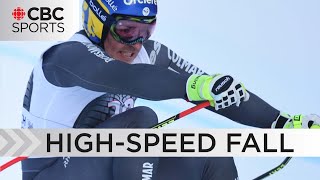 French Skier Crashes Breaks Legs in World Cup Downhill  WARNING Graphic content  CBC Sports [upl. by Ellehsor]